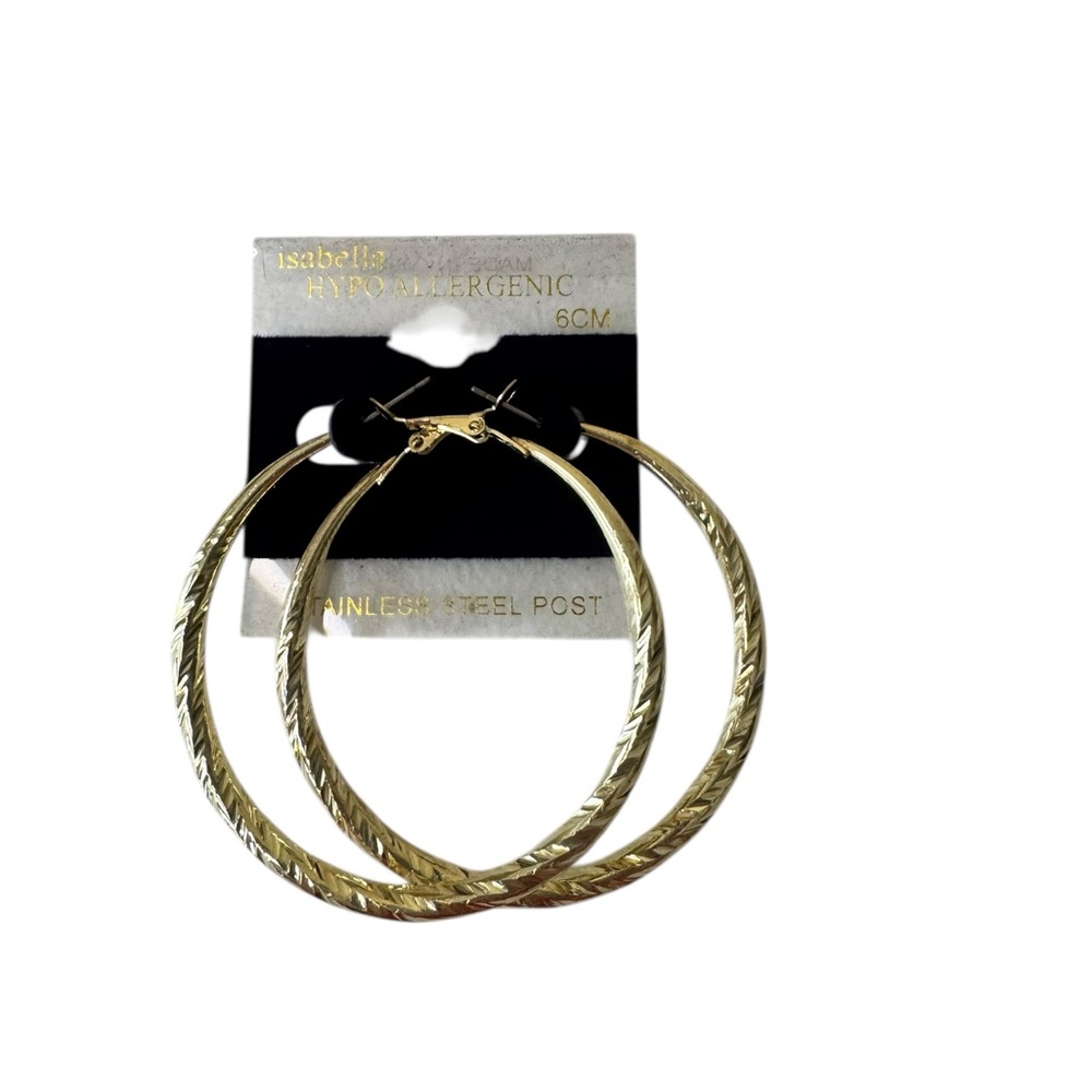 Isabella Gold Textured Hoop Earrings